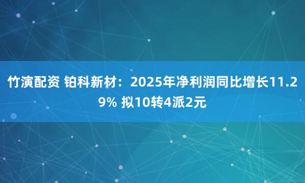 竹演配资 铂科新材：2025年净利润同比增长11.29% 拟10转4派2元